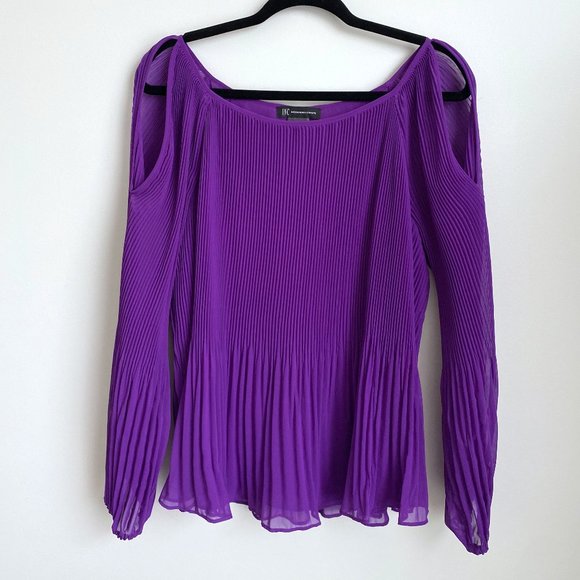 INC International Concepts, L, Violet, Pleated Blouse - Picture 1 of 8